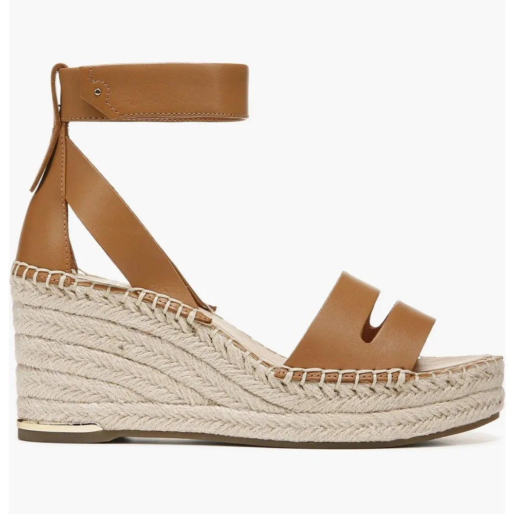 121. Franco Sarto Callia Wedge sandal size 11 cuoio cognac braided espadrilles